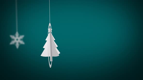 Paper Craft Christmas Tree Swinging Background Looped