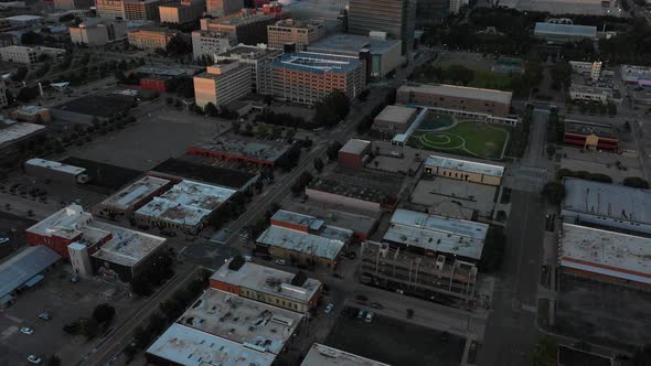 Oklahoma City Skyline Aerial at Sunset in 4K alt