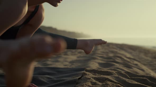 Yogi Girl Practicing Crane Position Standing on Hands alt