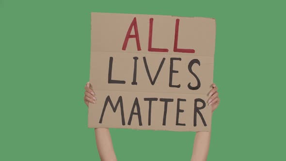 ALL LIVES MATTER. Protest Text Message on Cardboard. Stop Racism. Police Violence. Banner Design alt