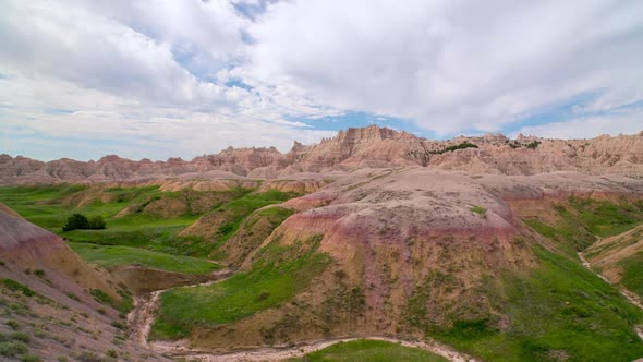 Timelapse of clouds moving over the Badlands in South Dakota alt