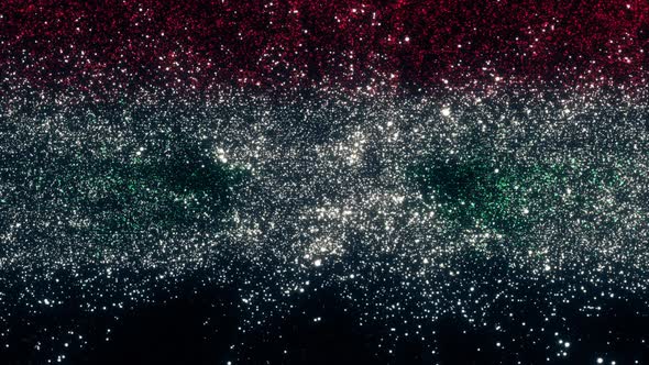 Syrian Arab Republic Flag With Abstract Particles