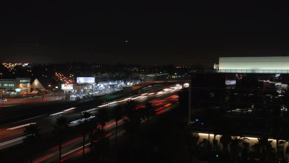 Busy Los Angeles Freeway By Lax Airport Night Time Lapse