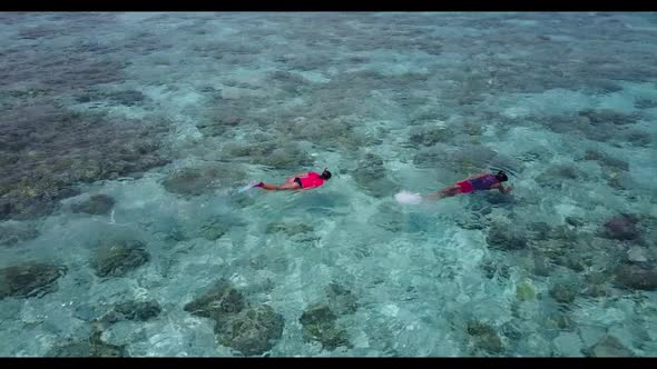 Aerial above texture of exotic seashore beach vacation by blue sea and bright sandy background of a  alt
