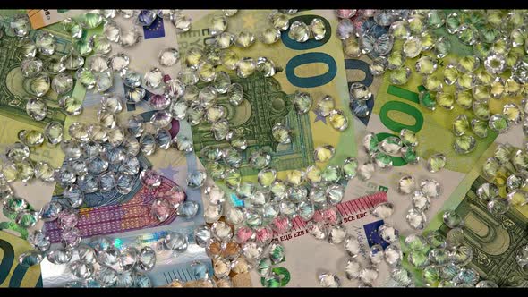 Background From Diamonds And Euro Banknotes. The Concept Of Investing Euros In Precious Stones alt