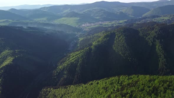 Aerial View of Mountain Forest Landscape with Steep Kopcamina Spring Carpathians Slovakia