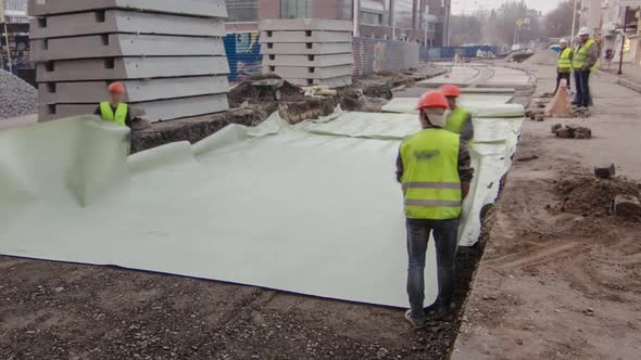 Work Bulldozer on the Construction of a Road Timelapse alt