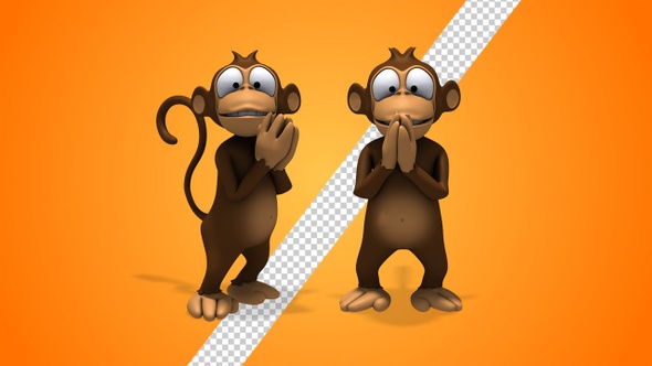Cartoon Monkey 3d Charater - Clapping Applause (2-Pack)