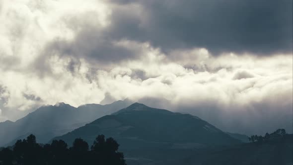 The Cayambe Mountain during a cloudy day as seen from Quitsato Sundial (medium shot)