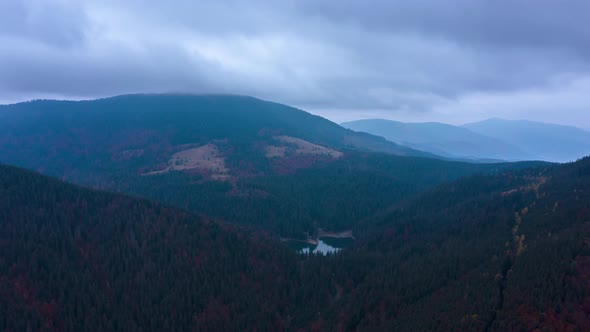 Aerial view Hyperlapse over Synevyr alt