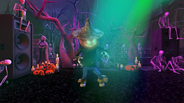 Scarecrow dancing in a graveyard party alt