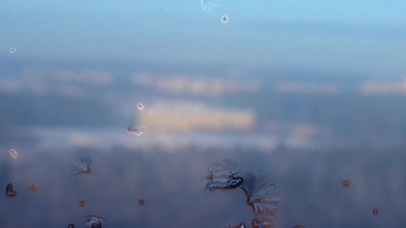 A process of freezing window in winter