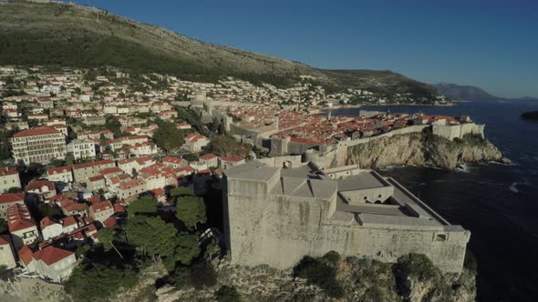 Aerial of St. Lawrence Fortress in Dubrovnik alt