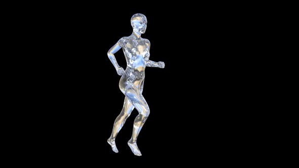 3d Model Woman Glass is Jogging