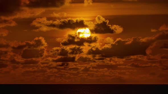 Sunset to horizon fog clouds time-lapse, Beautiful scenic sunset sun ...