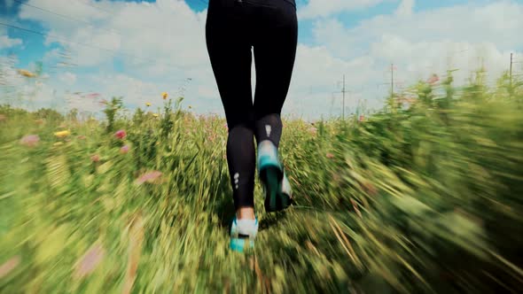 Run Woman Jogging Jog On Trail. Fitness Running Sport Recreation Workout.Fit Girl Cardio Training. alt