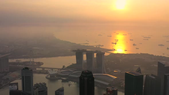 Drone Aerial view 4k Footage of the Marina Bay Sands in Singapore City alt