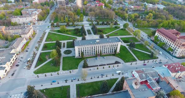 Panoramic Aerial drone view of city