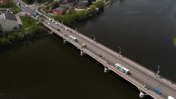 Bridge Over the River in the City Top View