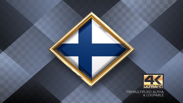 Finland Flag Rotating Badge 4K Looping with Transparent Background