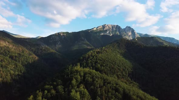 Beautiful Summer Landscape of Green Hills and Tatra Mountains Aerial Shot Poland Zakopane alt
