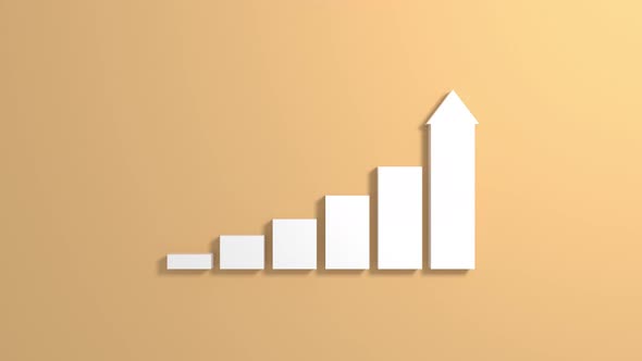 Minimal graph chart with growing arrows columns.Concept of success, positive trend and development.