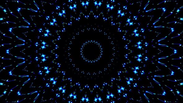 light wave abstract dots set blue color kaleidoscope black background alt