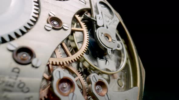 Macro Shot of the Internal Parts of Antique Pocket Watch alt