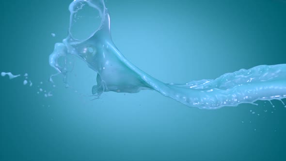 Milky blue liquid splash, Slow Motion alt