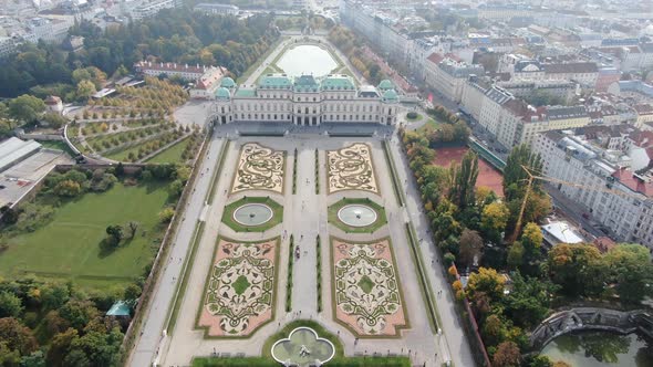 Drone Flight To Belvedere Palace In Vienna