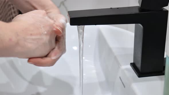 washing hands close up. microbial treatment of hands