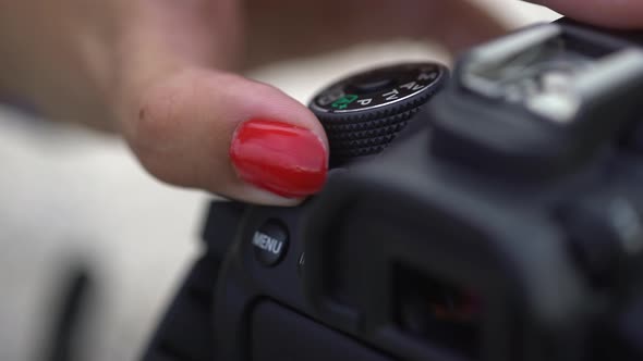 Digital Dslr Camera on Off Buttons Closeup