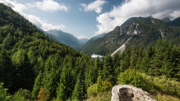  Valley from Predil Pass on Italy and Slovenia Border. 4k Time Lapse Footage