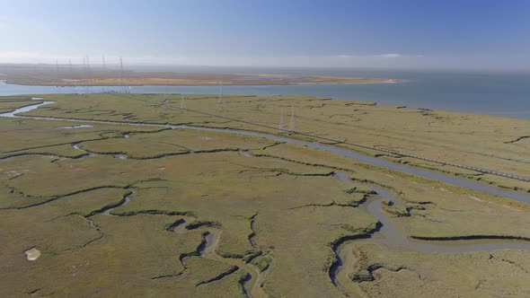 Orbit Around Marine Wetland Water Channels, Aerial alt