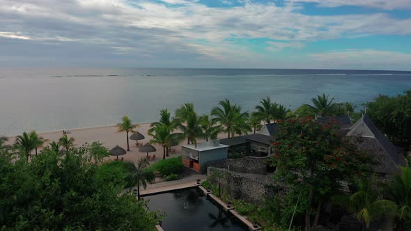 Scenic Beach on Caribbean Island for Summer Holidays Vacation Aerial Video Footage From Drone of