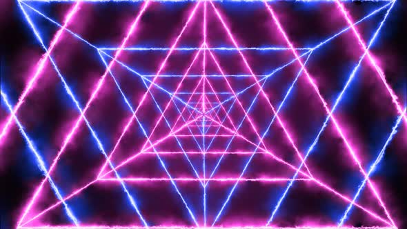 Blue Pink Color Fire Triangle Tunnel Animated Background alt