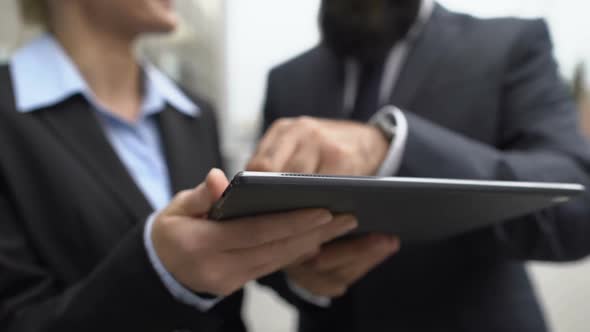 Happy Businessman Putting E-Signature on Tablet, Receiving Car Key, Purchase