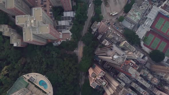 Modern Skyscrapers In Hong Kong City. buildings in Hong Kong city on sunrise. alt