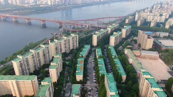 Seoul City Apgujeong Dong Apartment Aerial View