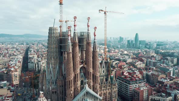 Barcelona; aerial view of Neo-gothic temple in Barcelona 