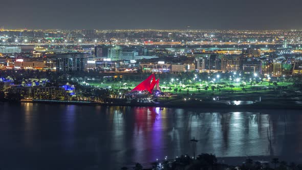 The Rhythm of the City with Lights From Buildings and Illuminated Roads Aerial Timelapse alt
