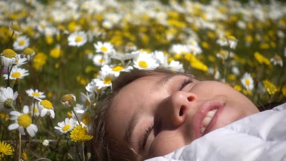 Young Girl On Daisy Flowers 5