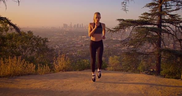 Fit Woman Jogging Los Angeles Slow-Motion alt