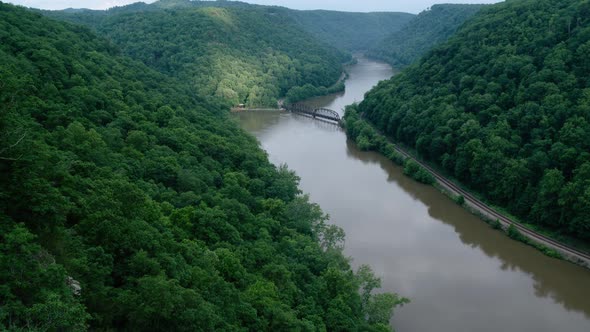 River in West Virginia with forest alt