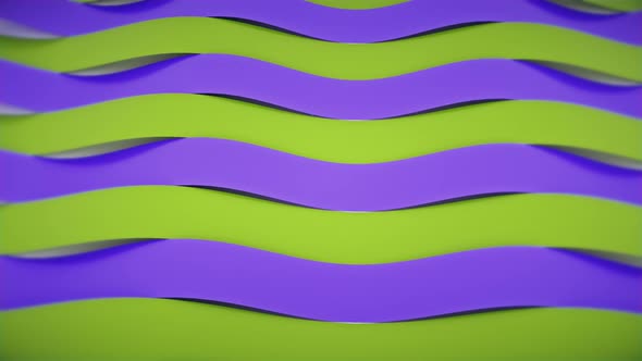 Abstract 3D Wavy Lines Green Purple