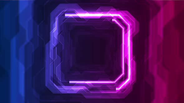 Blue Purple Neon Abstract Tech Geometric Elements