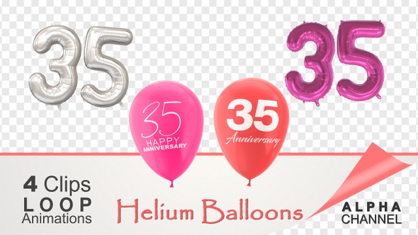 35 Anniversary Celebration Helium Balloons Pack
