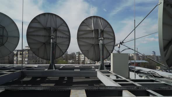 Industrial Satellite Dishes on the Roof