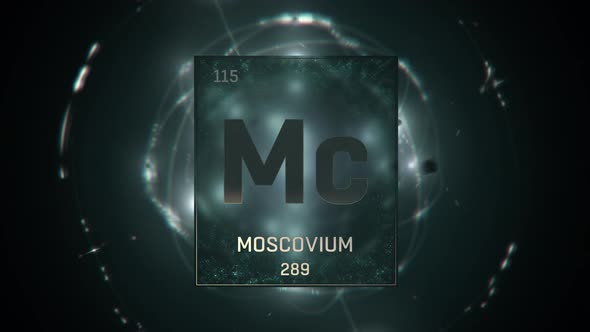 Moscovium as Element 115 of the Periodic Table on Green Background