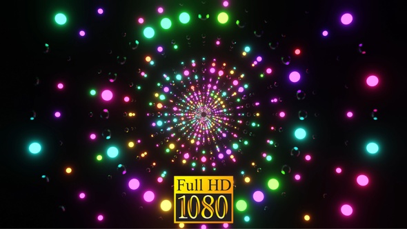 Ring Tunnel Of Shimmering Neon Balls HD alt